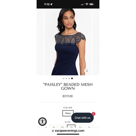 “Paisley “ beaded, mesh gown, ￼by XScape Babyblue stunning !!! size 8. Over $200 - Picture 15 of 16